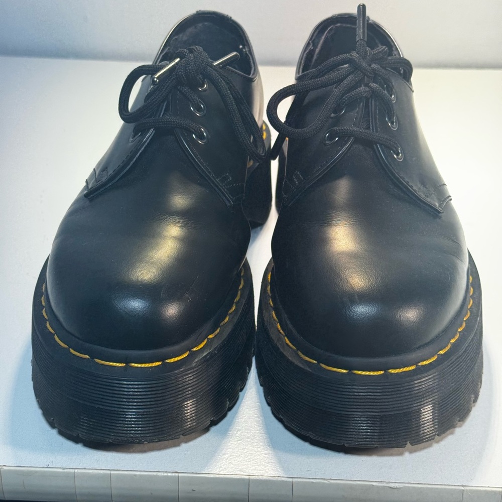 Dr. Martens Black Platform Shoes with Glossy Finish
